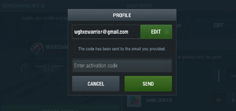 wargaming game center codes