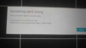 0xA00F425D (0x80131500) VideoCaptureStartFailed