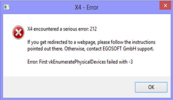 Errors 212 in the X4 game