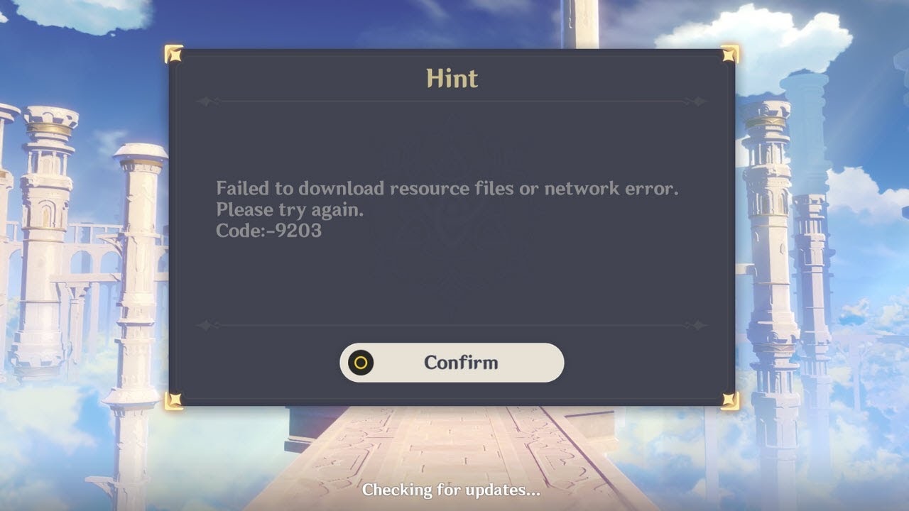 Genshin Impact Error Code 9203