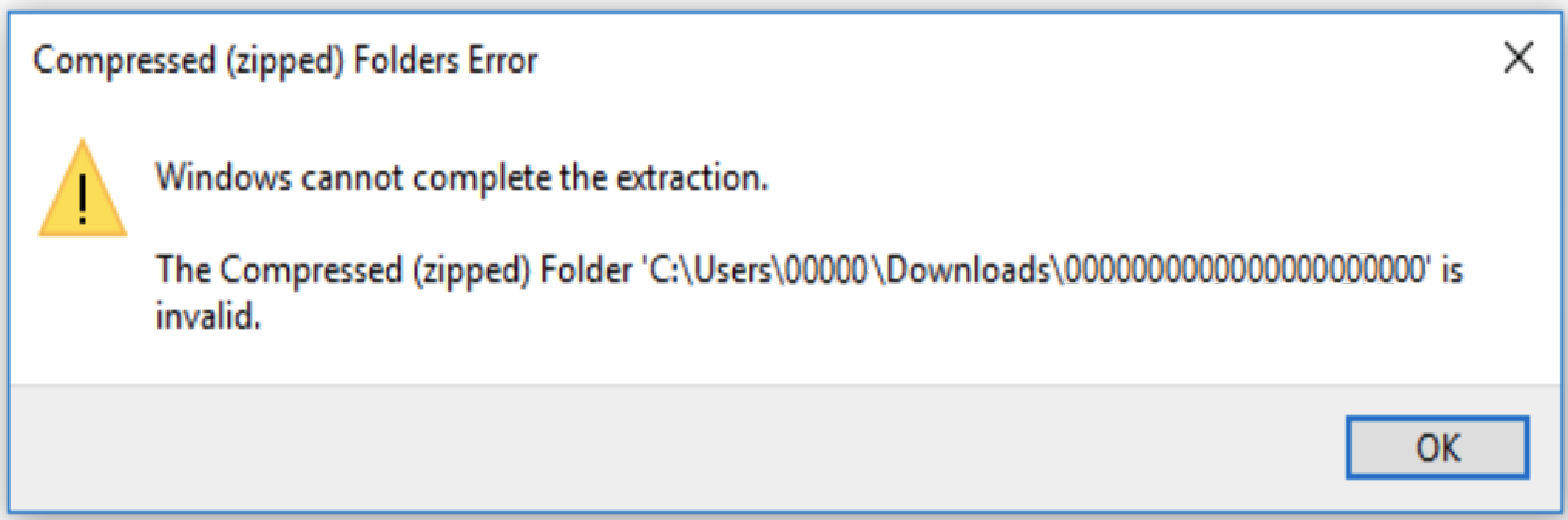 The Compressed (zipped) Folder is invalid