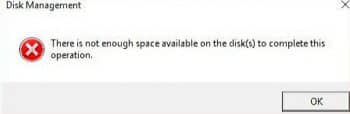 'There isn’t enough space available on the disk'