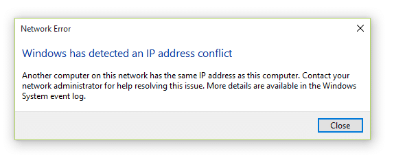 Ip Address Conflict