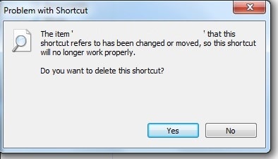The item that this shortcut refers to has been changed